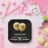 Doppel Celebration Joint Birthday Gold und Black Pappteller (Party)