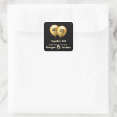 Doppel Celebration Joint Birthday Gold und Black Quadratischer Aufkleber (Tasche)