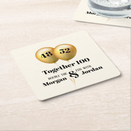 Doppel Celebration Joint Birthday Gold und Black Rechteckiger Pappuntersetzer