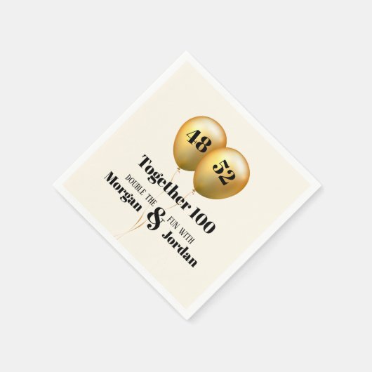 Doppel Celebration Joint Birthday Gold und Black Serviette (Ecke)