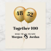 Doppel Celebration Joint Birthday Gold und Black Weinetikett (Einzelnes Label)