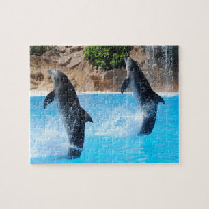 Doppel-Delfine mit Wasserfall-Puzzle Puzzle