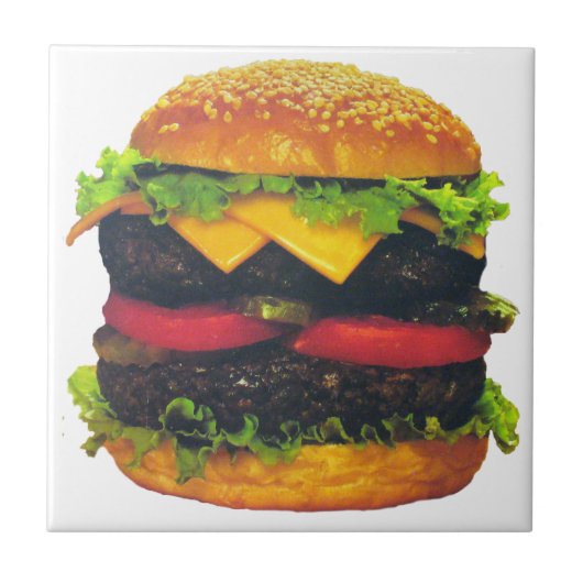 Doppel-Deluxe Hamburger mit Käse Fliese (Vorderseite)