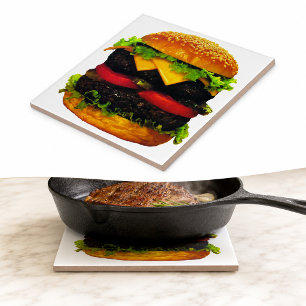 Doppel-Deluxe Hamburger mit Käse Fliese