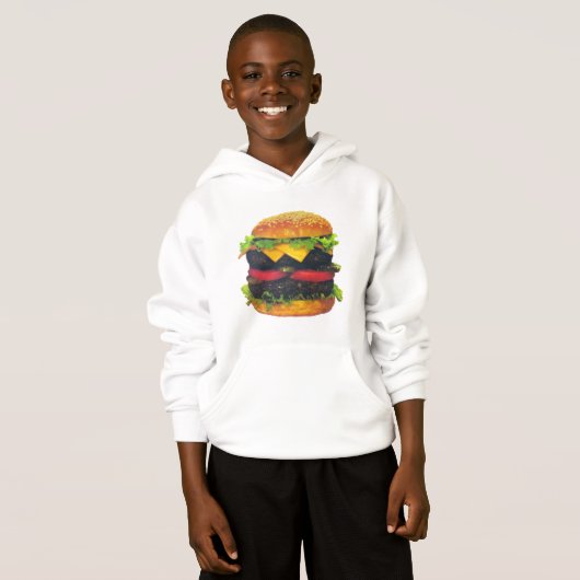 Doppel-Deluxe Hamburger mit Käse Hoodie (Vorne ganz)