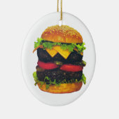 Doppel-Deluxe Hamburger mit Käse Keramik Ornament (Rechts)