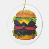 Doppel-Deluxe Hamburger mit Käse Keramik Ornament (Links)