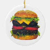 Doppel-Deluxe Hamburger mit Käse Keramik Ornament (Hinten)