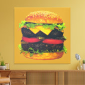 Doppel-Deluxe Hamburger mit Käse Leinwanddruck (Insitu (Wohnzimmer))
