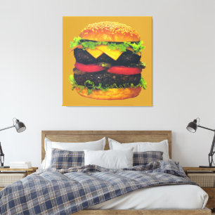 Doppel-Deluxe Hamburger mit Käse Leinwanddruck