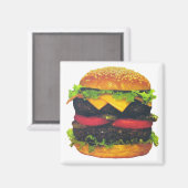 Doppel-Deluxe Hamburger mit Käse Magnet (Vorderseite/Rückseite)