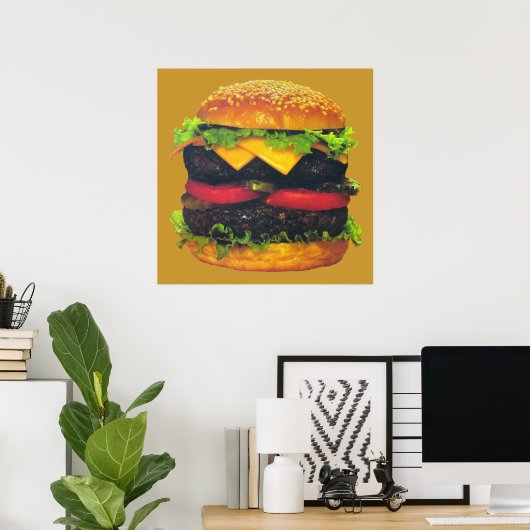 Doppel-Deluxe Hamburger mit Käse Poster (Heimbüro)
