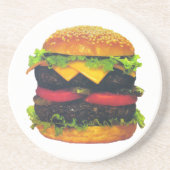 Doppel-Deluxe Hamburger mit Käse Sandstein Untersetzer (Vorne)