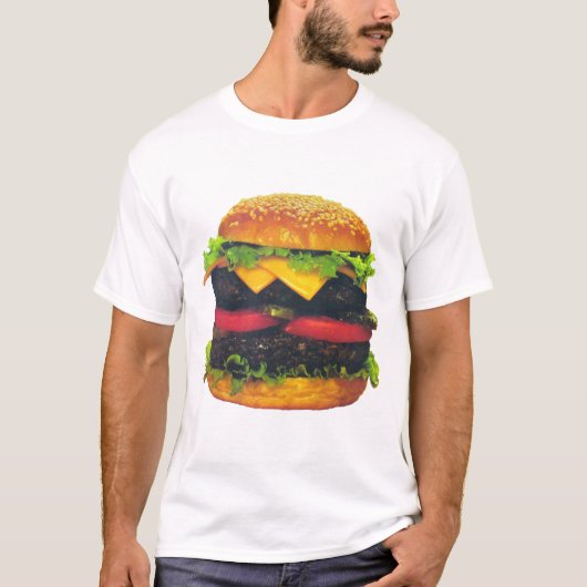 Doppel-Deluxe Hamburger mit Käse T-Shirt (Vorderseite)