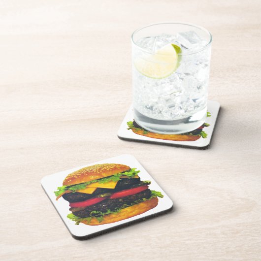 Doppel-Deluxe Hamburger mit Käse Untersetzer (Rechte Seite)