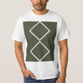 Doppel-Diamant-Moos-grünes T-Shirt (Vorderseite)