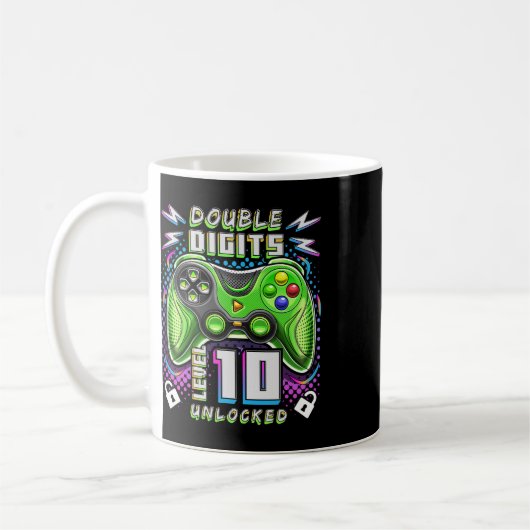 Doppel-Digits Level 10 Unverriegeltes Videospiel 1 Kaffeetasse (Links)