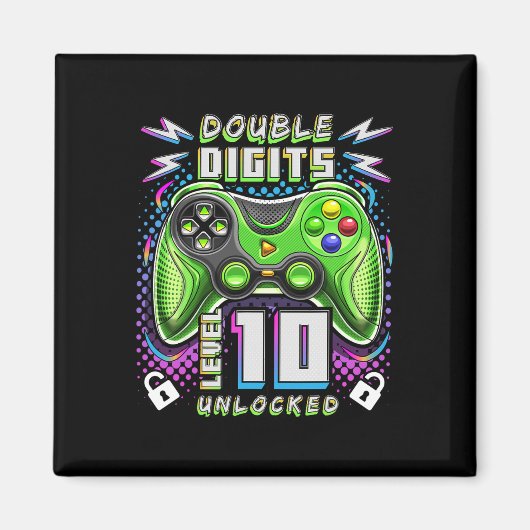 Doppel-Digits Level 10 Unverriegeltes Videospiel 1 Magnet (Vorne)