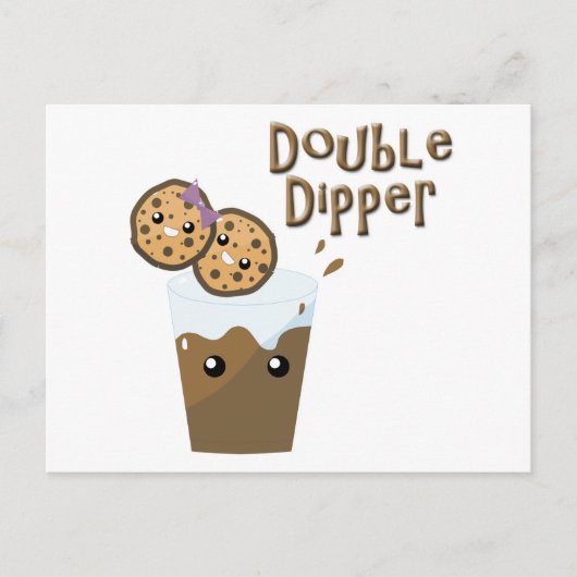 Doppel-Dipper-Cookies in Milch Postkarte (Vorderseite)