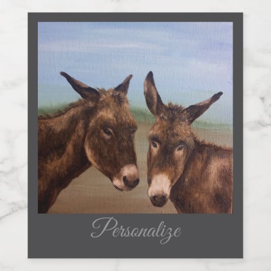 Doppel-Donkey Weinetikett (Einzelnes Label)