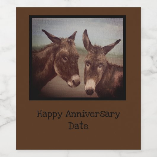 Doppel-Donkey Weinetikett (Einzelnes Label)