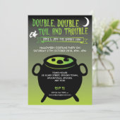 'Doppel, Doppel-Toil & Ärger' Halloween Einladung (Stehend Vorderseite)