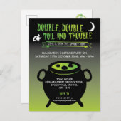 'Doppel, Doppeltoil und Ärger' Halloween Einladungspostkarte (Vorne/Hinten)