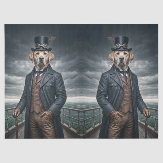 Doppel-elegante Viktorianische Steampunk Labrador  Seidenpapier (Vorderseite)