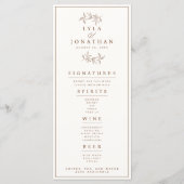 Doppel-Elfenbein & Rost-Hochzeit-Bar/Abendmenü Menükarte (Rückseite)