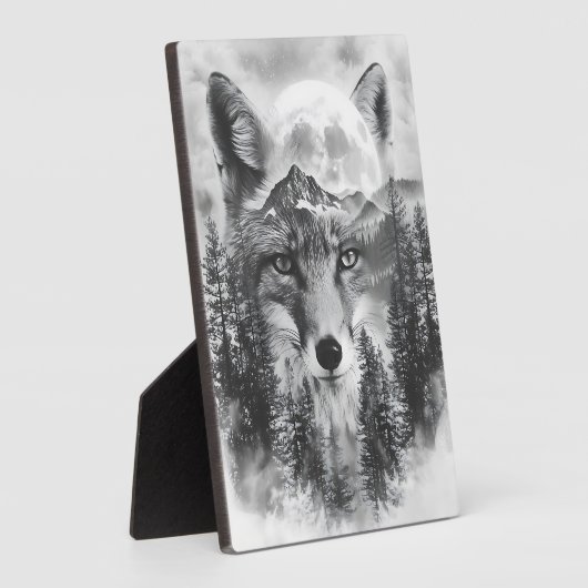 Doppel exponierter Fuchs und Berg Fotoplatte (Seite)