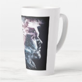 Doppel-Exposition Mann Latte-Tasse Milchtasse (Rechte Ecke)