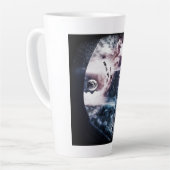 Doppel-Exposition Mann Latte-Tasse Milchtasse (Linke Ecke)