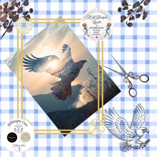 Doppel-Expositionsadler im Wald Seidenpapier