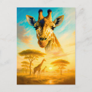Doppel-Exposure-Portrait von afrikanischer Giraffe Feiertagspostkarte