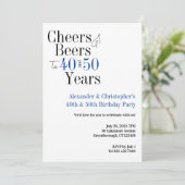 Doppel-Feier Chef Ber Birthday Party Blue Einladung (Stehend Vorderseite)