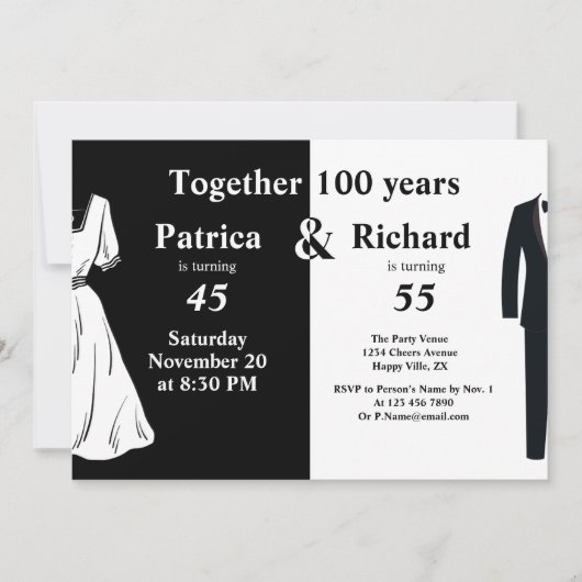Doppel-Feier Geburtstag 100 Jahr Einladung (Vorderseite)