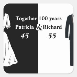 Doppel-Feier Geburtstag 100 Jahr Quadratischer Aufkleber