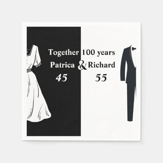 Doppel-Feier Geburtstag 100 Jahr Serviette (Vorderseite)
