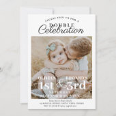 Doppel-Feier Geburtstag Foto Elegante Einladung (Vorderseite)