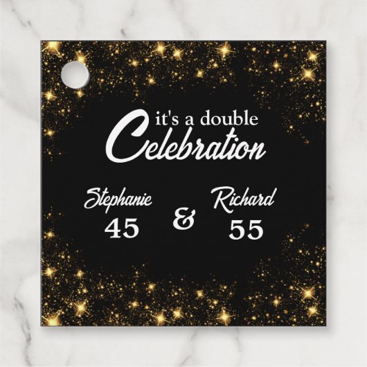 Doppel-Feier Joint Birthday Gold Black Geschenkanhänger (Vorderseite)