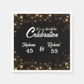 Doppel-Feier Joint Birthday Gold Black Serviette (Vorderseite)