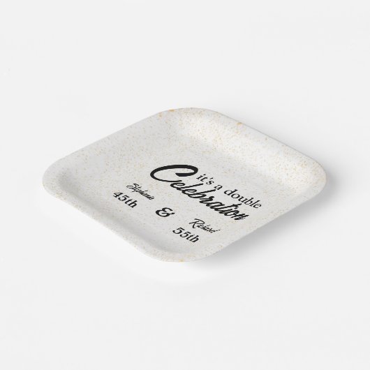 Doppel-Feier Joint Birthday Gold White Pappteller (Gewinkelt)