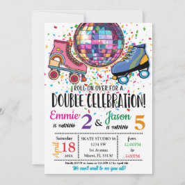 Doppel-Feierabend Roller Skaten Disco Einladung