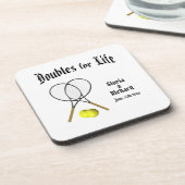 Doppel für Live Tennis Hochzeit Getränkeuntersetzer (Linke Seite)