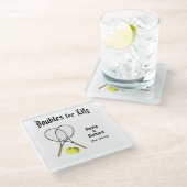 Doppel für Live Tennis Hochzeit Glasuntersetzer (Schrägansicht)