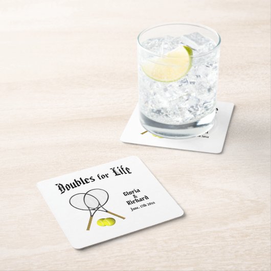 Doppel für Live Tennis Hochzeit Rechteckiger Pappuntersetzer (Vor Ort)