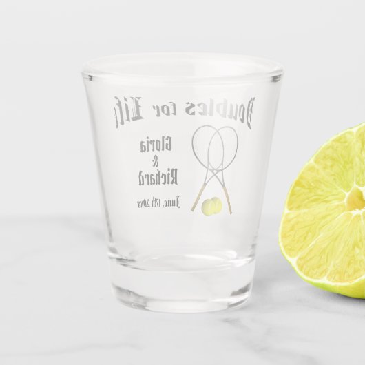 Doppel für Live Tennis Hochzeit Schnapsglas (Rückseite)