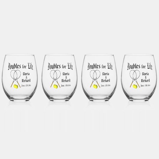 Doppel für Live Tennis Hochzeit Weinglas Ohne Stiel (Vorderseite)