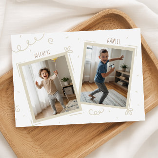 Doppel-Geburtstag Jungen Kinder Spaß Foto Geburtst Einladung