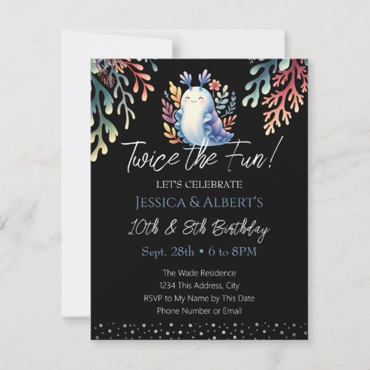 Doppel Geburtstag Sommersegel Kinder Einladung (Vorderseite)